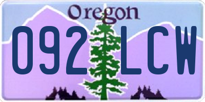OR license plate 092LCW