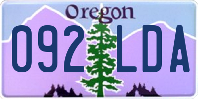 OR license plate 092LDA