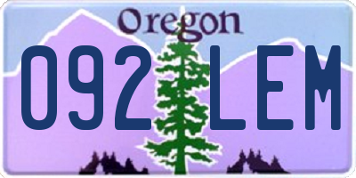 OR license plate 092LEM