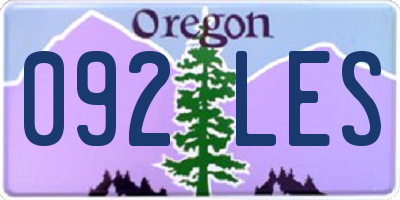 OR license plate 092LES