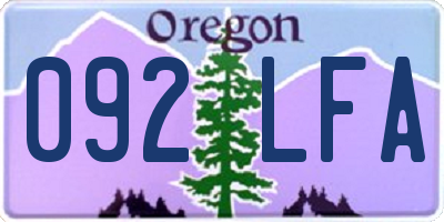 OR license plate 092LFA