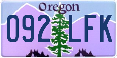 OR license plate 092LFK