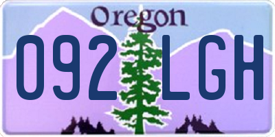 OR license plate 092LGH