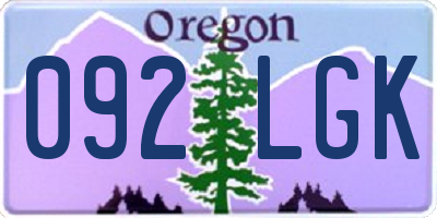 OR license plate 092LGK