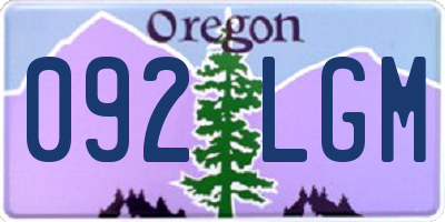 OR license plate 092LGM