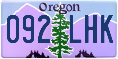 OR license plate 092LHK