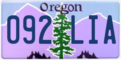 OR license plate 092LIA