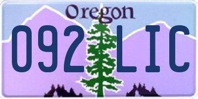 OR license plate 092LIC