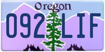 OR license plate 092LIF
