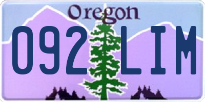 OR license plate 092LIM