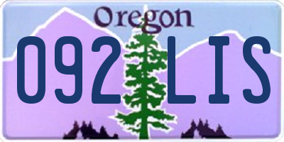 OR license plate 092LIS
