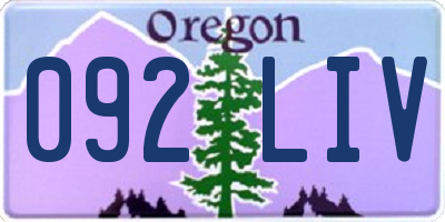 OR license plate 092LIV