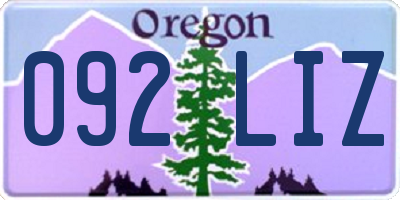 OR license plate 092LIZ