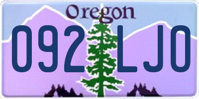 OR license plate 092LJO