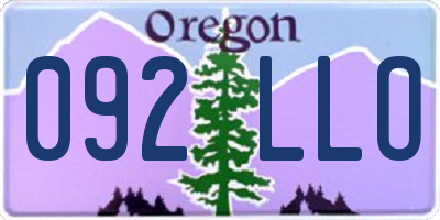 OR license plate 092LLO
