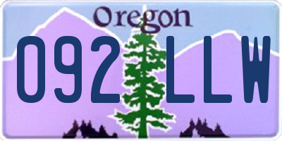 OR license plate 092LLW