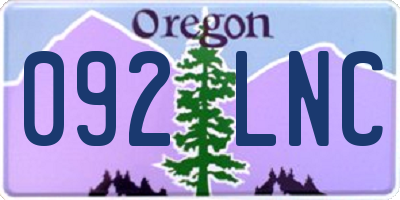 OR license plate 092LNC