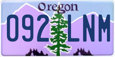 OR license plate 092LNM