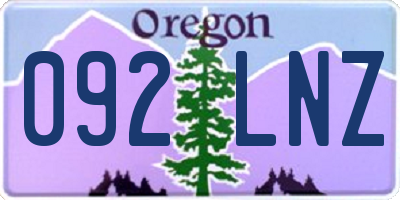 OR license plate 092LNZ