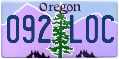 OR license plate 092LOC