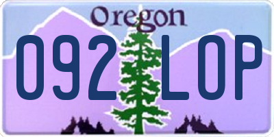 OR license plate 092LOP