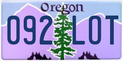 OR license plate 092LOT