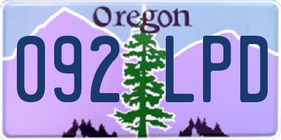 OR license plate 092LPD