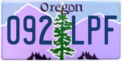 OR license plate 092LPF