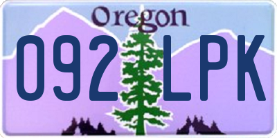 OR license plate 092LPK