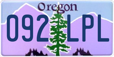 OR license plate 092LPL