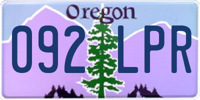 OR license plate 092LPR