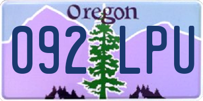 OR license plate 092LPU