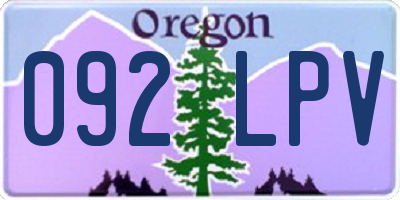 OR license plate 092LPV