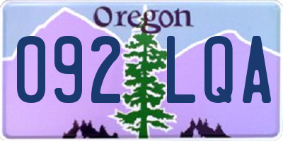 OR license plate 092LQA