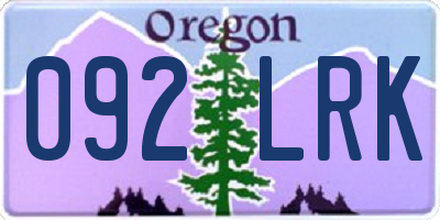 OR license plate 092LRK