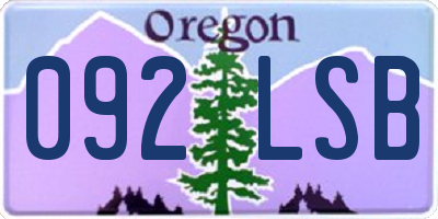 OR license plate 092LSB