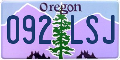 OR license plate 092LSJ