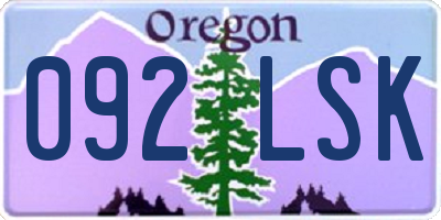 OR license plate 092LSK