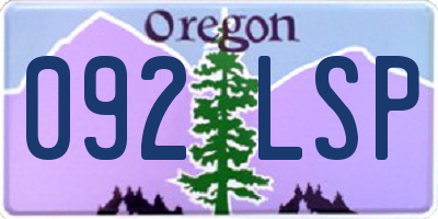 OR license plate 092LSP