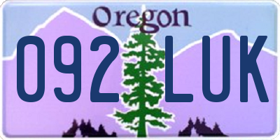 OR license plate 092LUK