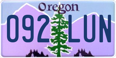 OR license plate 092LUN