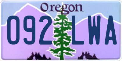 OR license plate 092LWA