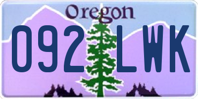 OR license plate 092LWK