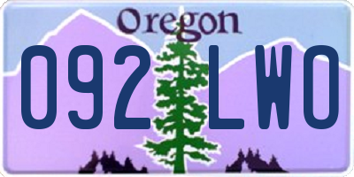 OR license plate 092LWO