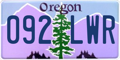 OR license plate 092LWR