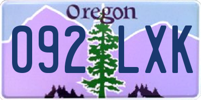 OR license plate 092LXK