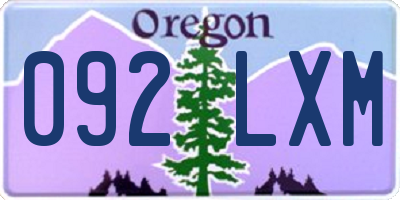 OR license plate 092LXM