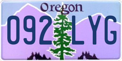 OR license plate 092LYG