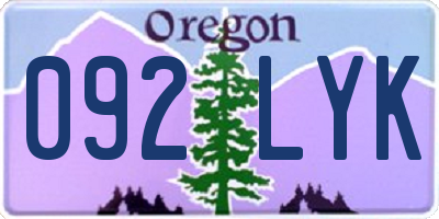 OR license plate 092LYK