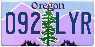 OR license plate 092LYR